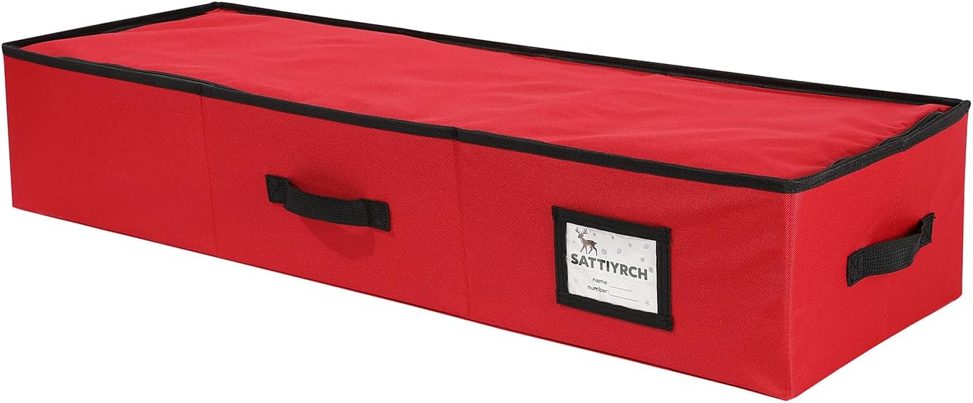 Sattiyrch Christmas Ornament Storage Box,Box Contributes Slots for 96 Holiday Ornaments 3-Inch Underbed Storage