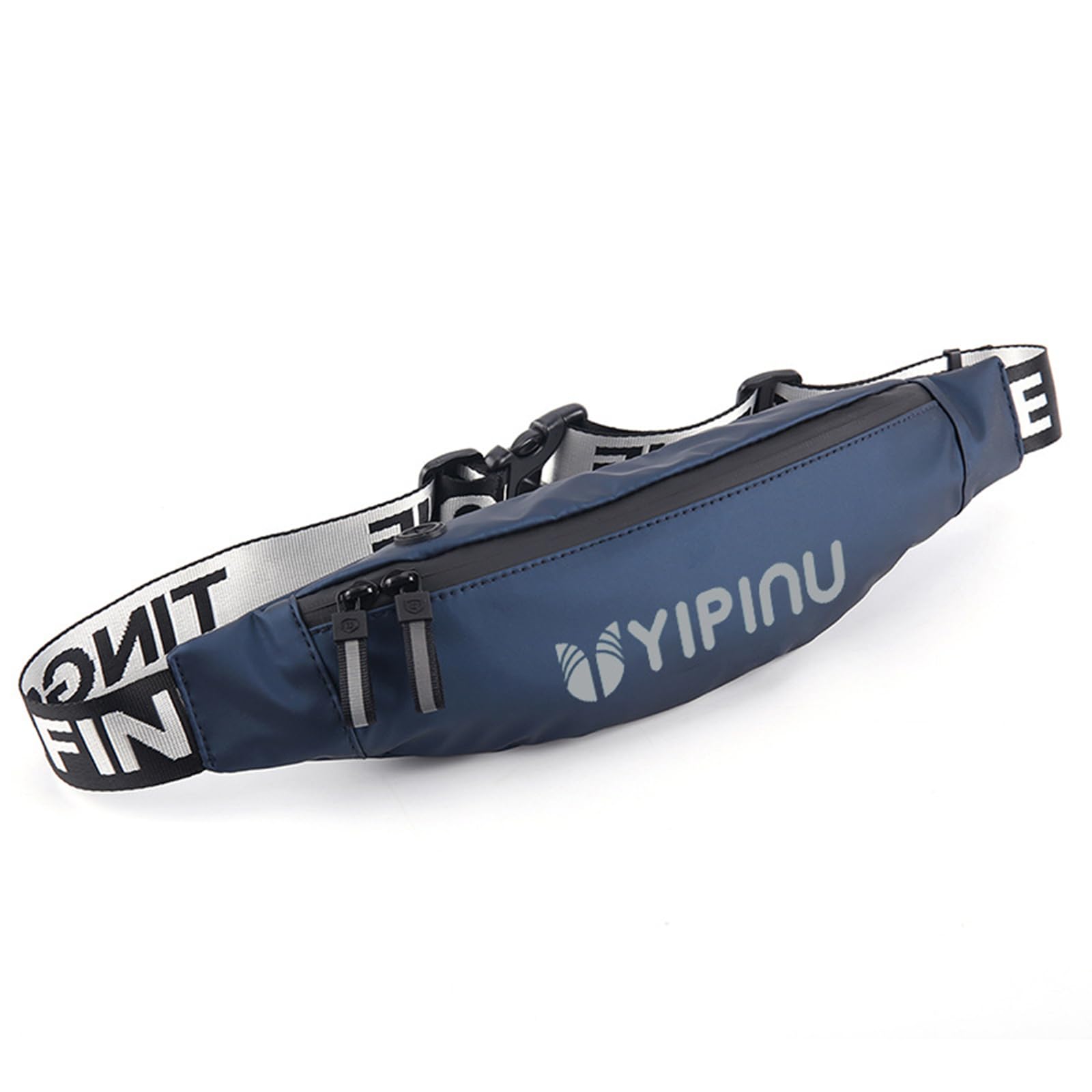 Riñonera Bum Bag Ligera Impermeable Riñoneras con Conector de Auriculares Diseño Reflectante Cinturón Ajustable Bolsa para Hombres Mujeres Correr Senderismo Viajar Ciclismo Azul Marino