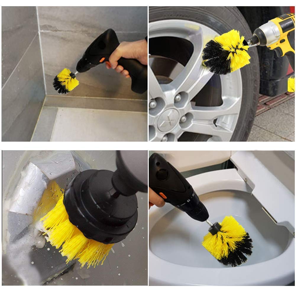 CPC-Brush Drill Brush Power Scrubber Brush Cleaning Kit - 10Pcs Drill Brush Attachment for Bathroom Surface, Grout, Tub, Shower, Kitchen, Floor, Tile, Corners, Pool, Car Wheels, Grill Cleaning Brush