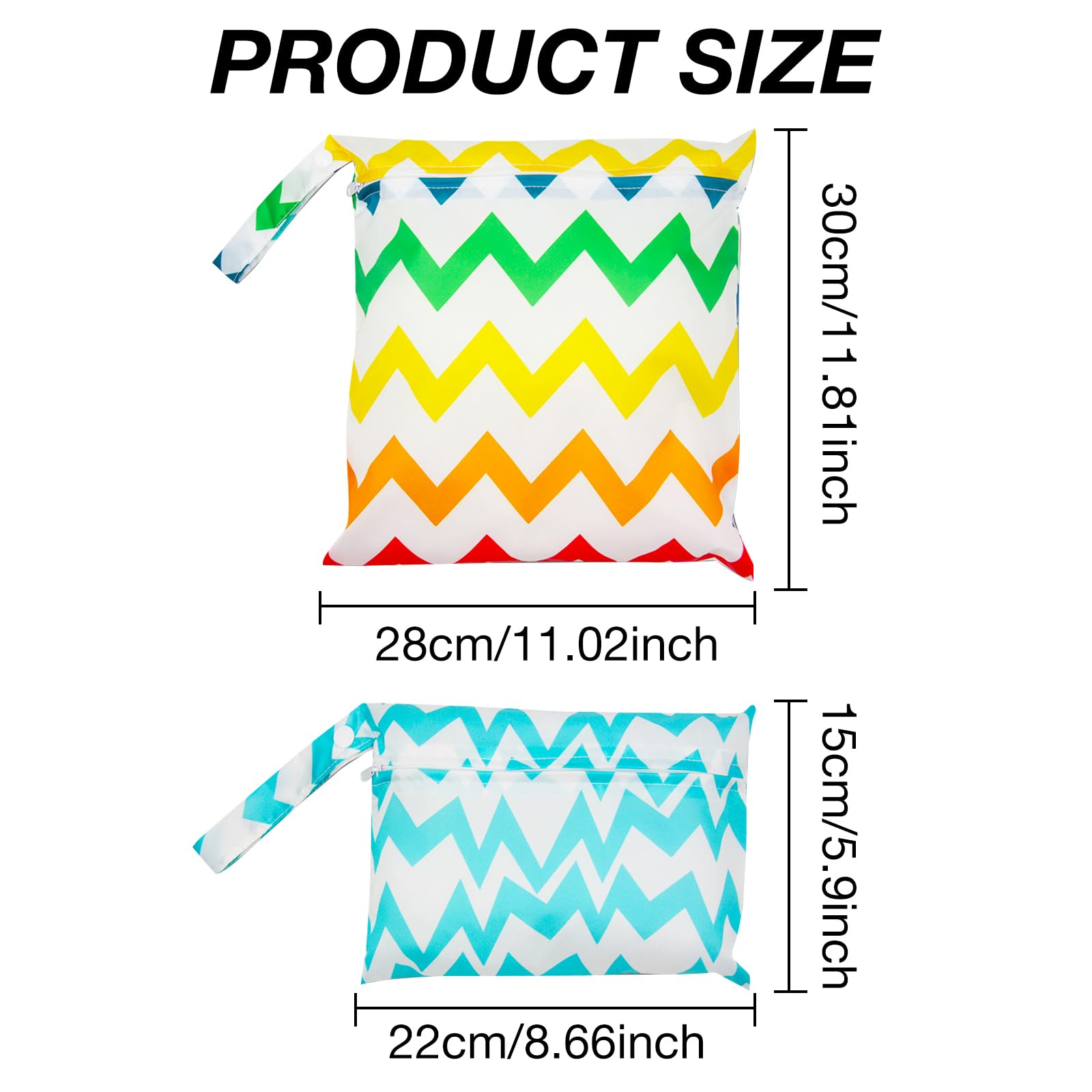 2 PCS Wetbag à Fermeture Eclair Etanche Réutilisable Lavable Double Fermeture Eclair Printing Sac à Langer pour Bébé, Sac à Couches, Sac Couches Lavables, Plage Piscine Garderie