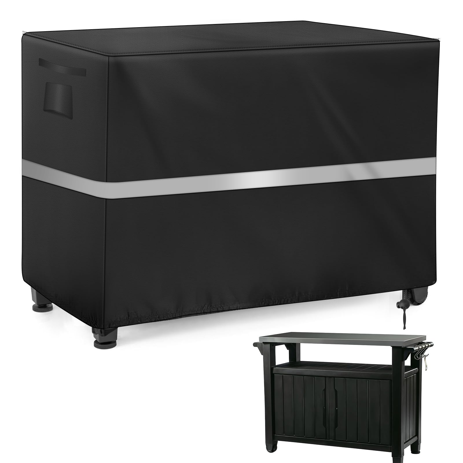 NEWFOM Outdoor Heavy Duty Waterproof Bar Cover for Keter Unity XL Portable Cabinet Bar, Outside Dining Cart (Black, 54 x 23 x 35)