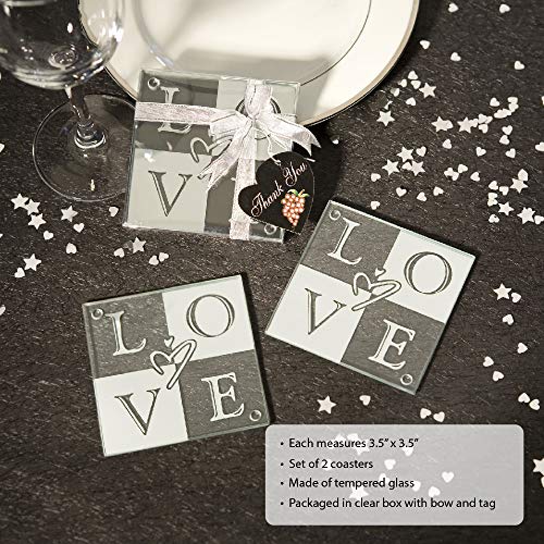 Fashioncraft 3975 Love Glass Coasters Set Of 2, Pack Of 144 - Love Party Favors thumb #2