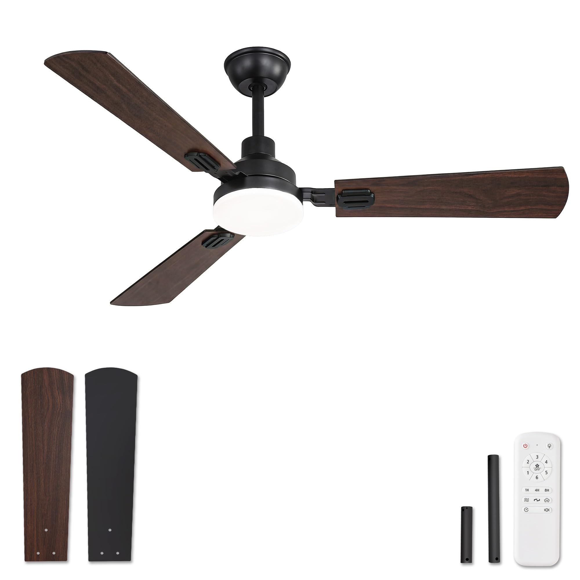 ZMISHIBO Ventilateur de Plafond avec Lumière LED 132 cm, Télécommande, Moteur DC Réversible, 6 Vitesses, 3000K-6000K