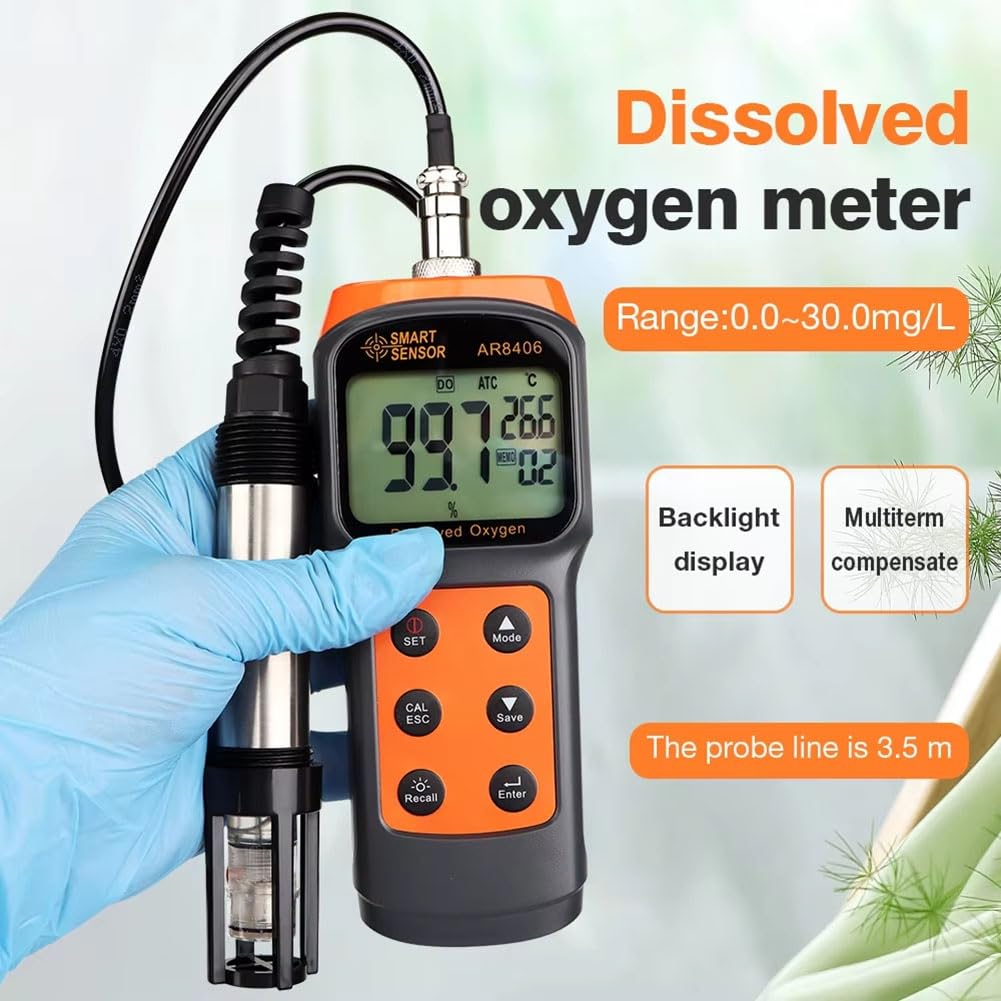 Probador de DO para Acuicultura, Probador de Calidad del Agua, Medidor Digital de Oxígeno Disuelto, Detector de Oxígeno Portátil, Detector de Contenido de Oxígeno