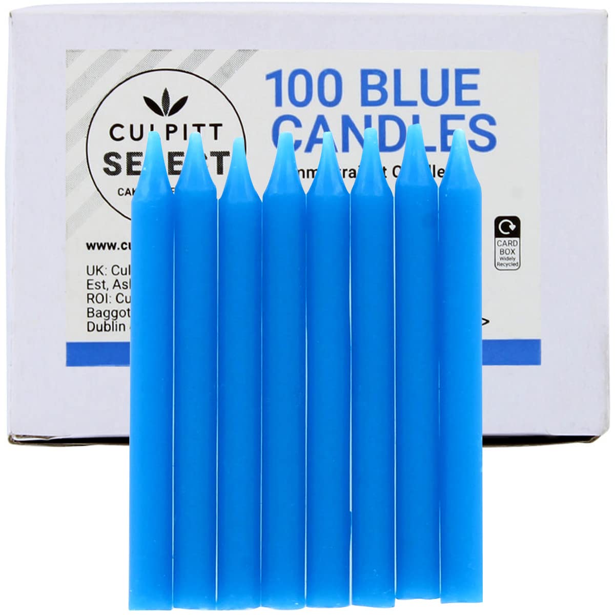 Culpitt Boys Blue Select Birthday Candles, Pack Of 100, 51Mm Bright Celebration Cake Candles For Party, Birthday, Treats