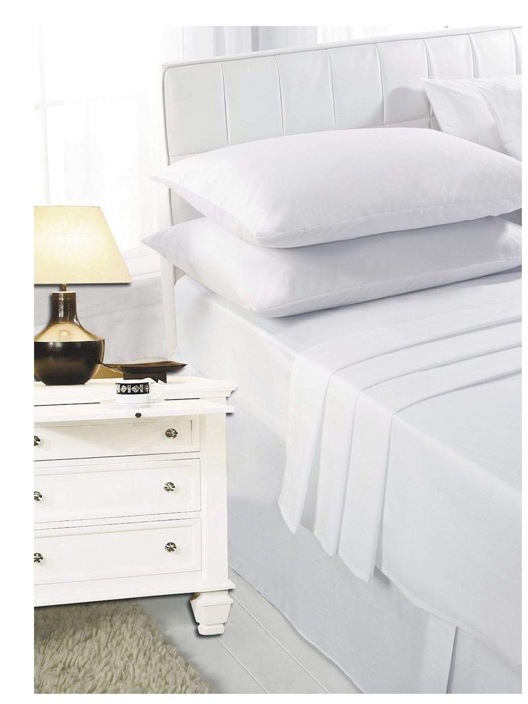 EGYPTO Extra DEEP 4ft (Small Double) Fitted Bed Sheets 16"/40cm Depth (White)