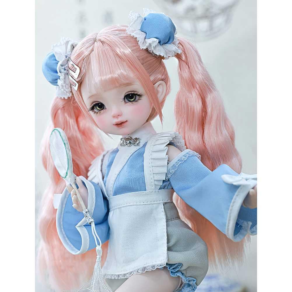1/6 Mignon BJD Doll Ensemble Complet 22cm 8,66in Fait Main Poupée SD Résine Avancée Ball Jointed Doll avec Vêtements + Chaussures + Perruque + Maquiller + Accessoires