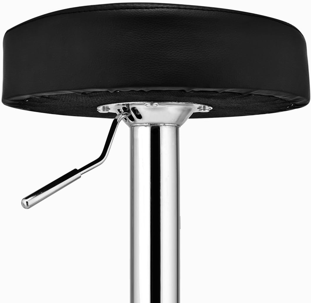 COSTWAY Adjustable Swivel Counter Height Bar Stool Chair with Round Leather Seat Chrome Leg Hydraulic, Set of 1 (Black)