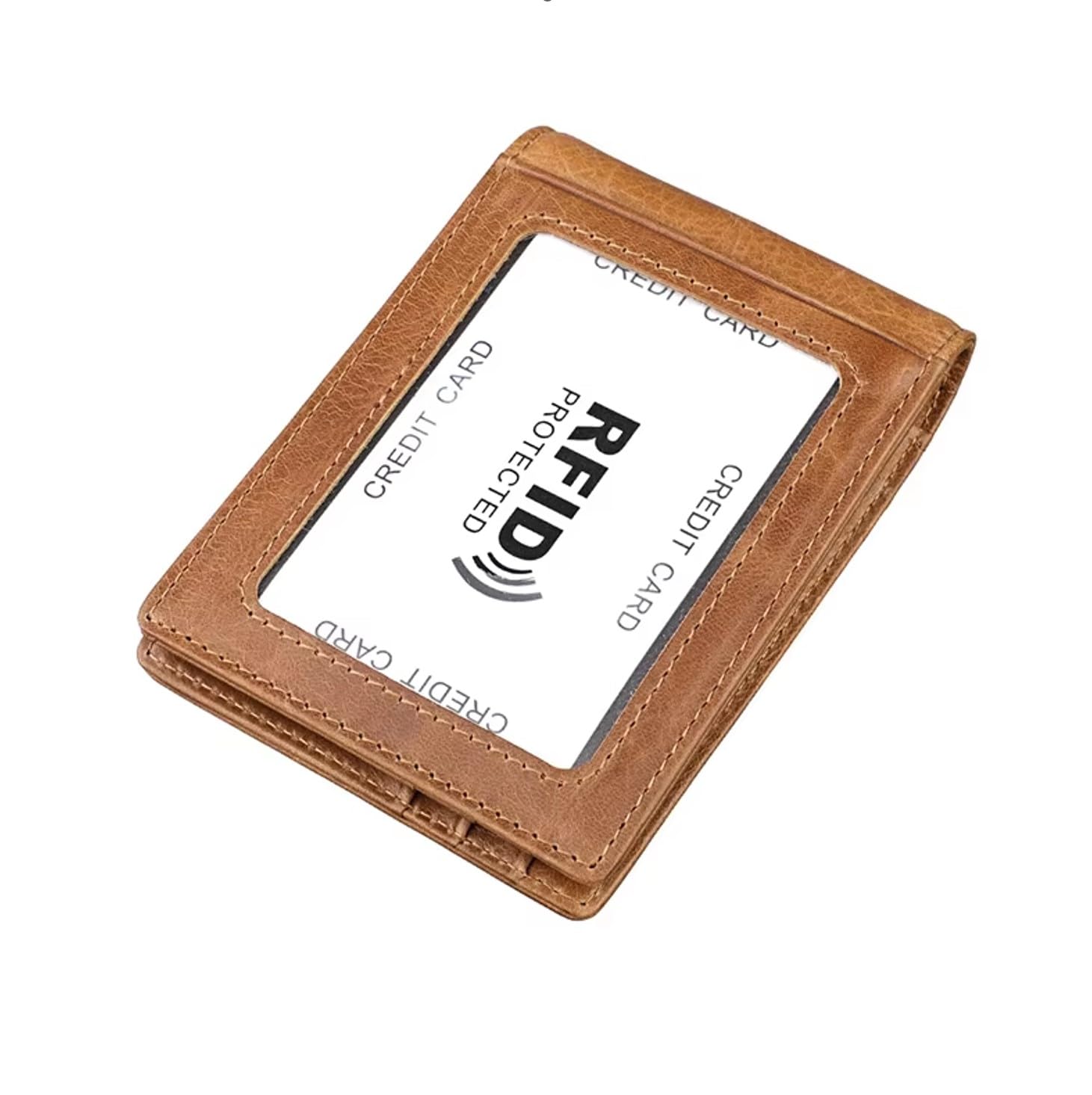 AurexaFashion Genuine Real Leather Slim Minimalist Wallet for Men & Women. RFID Blocking Front Pocket Card Holder with Money Clip Front ID Window 10