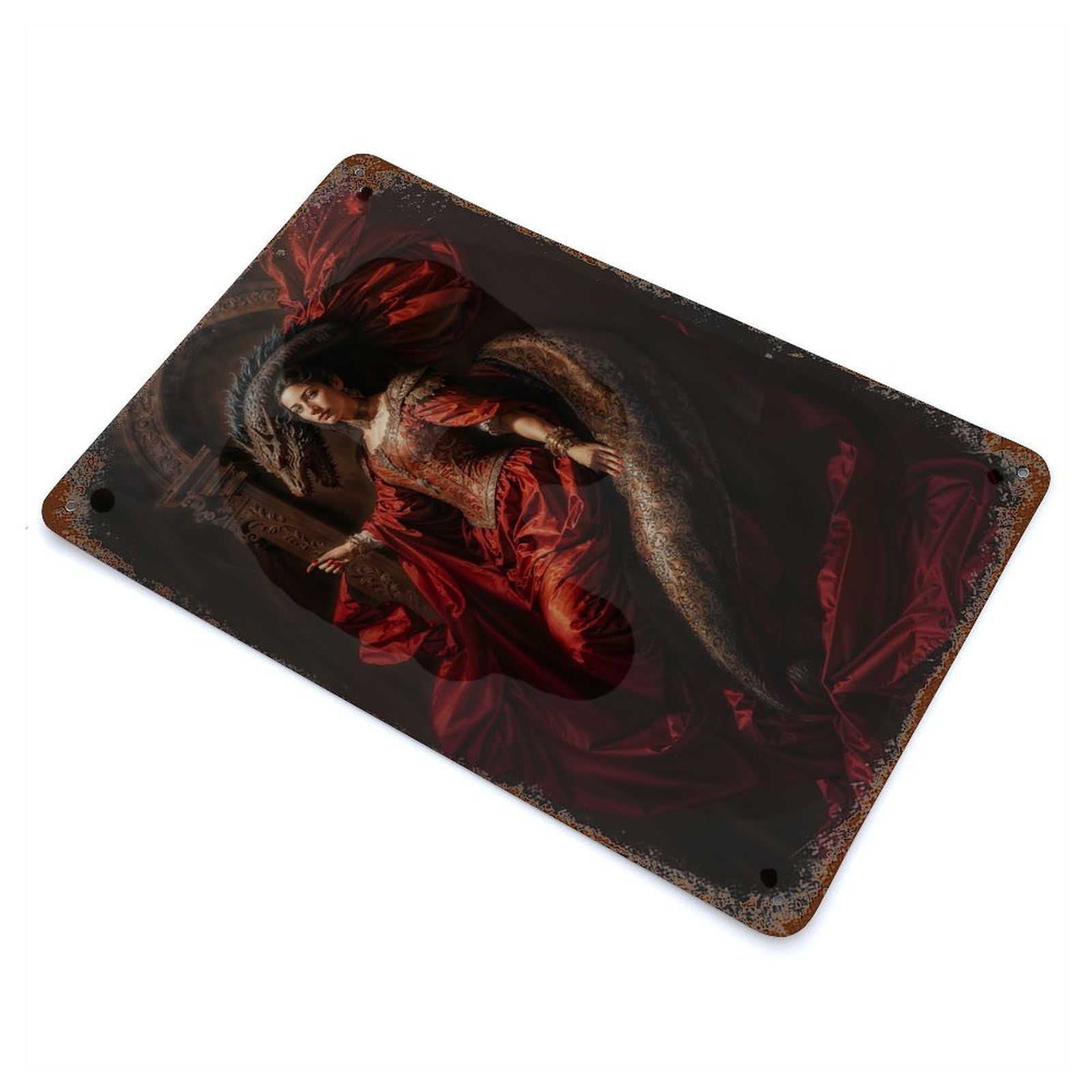 Queen of The Midnight Goddess Lilith Aged Metal Wall Plaque 11.8"x7.9", Ideal for Garage, Bar And Workshop Decor