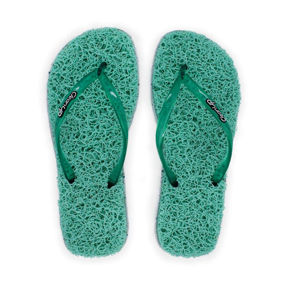 CleanUp Women’s Flip Flops | Exfoliating, Massaging and Relaxing | Comfortable & Lightweight Thong Sandals | 100% Vegan Recyclable Fibers | Green | Size 7-8