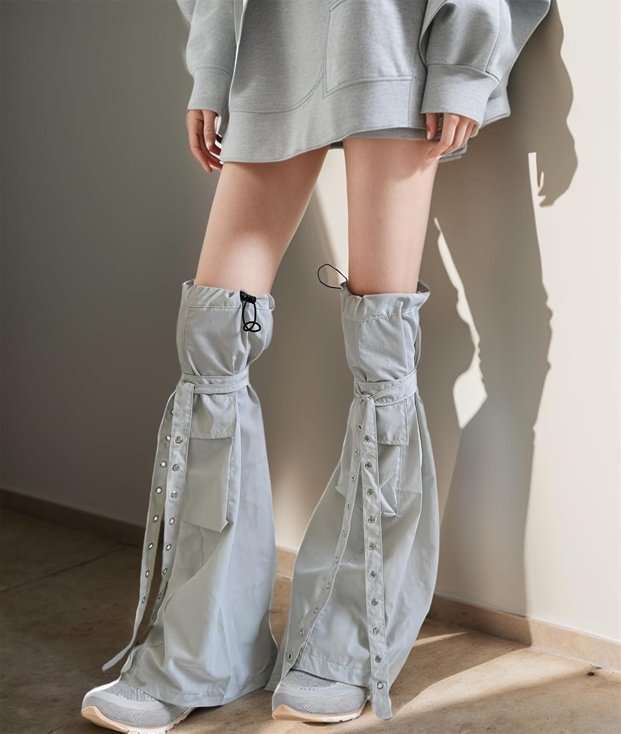 Long Goth Leg Warmers Y2k Women Flare Drawstring Punk Grunge Fashionable Emo Gothic Alt Cute