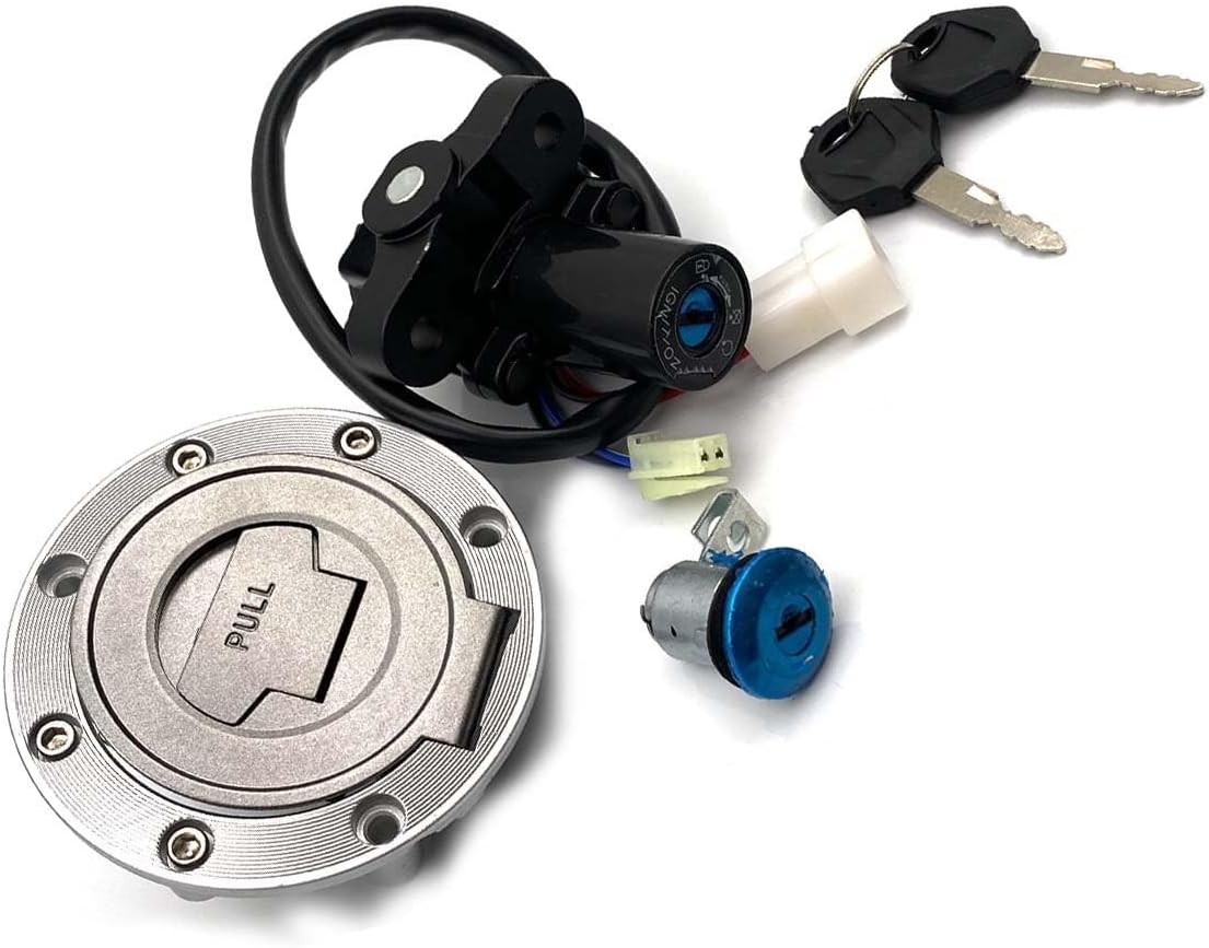 DEVMO Fuel Gas Cap Ignition Switch Seat Lock W/Key Set OE: 15643 Compatible with Yamaha YZF R1 R6 FZ6 FZ1