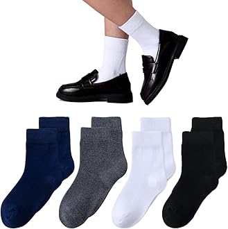 Boys/Girls Seamless Socks Crew Dress Socks Kids White School Cotton Soft Socks