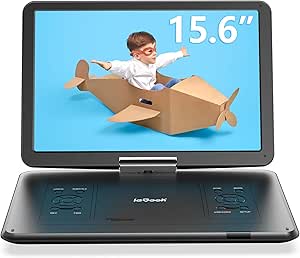 ieGeek 17.5" Portable DVD Player with 15.6" Swivel HD Large Screen, 6 Hrs 5000mAH Rechargeable Battery, High Volume Speaker, Support USB/SD Card/Sync TV, Car Charger, Remote Control,No Region Restrict asin的图片