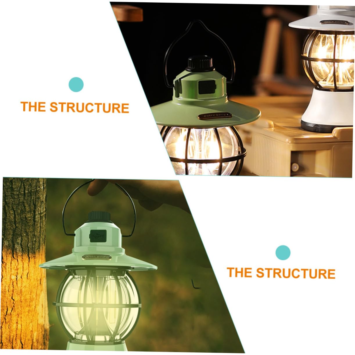 TOYANDONA Tragbare Campinglampe Vintage Zeltlampe Akku Outdoor Beleuchtung Grün Multifunktional Leicht für Wandern Rucksackreisen Camping