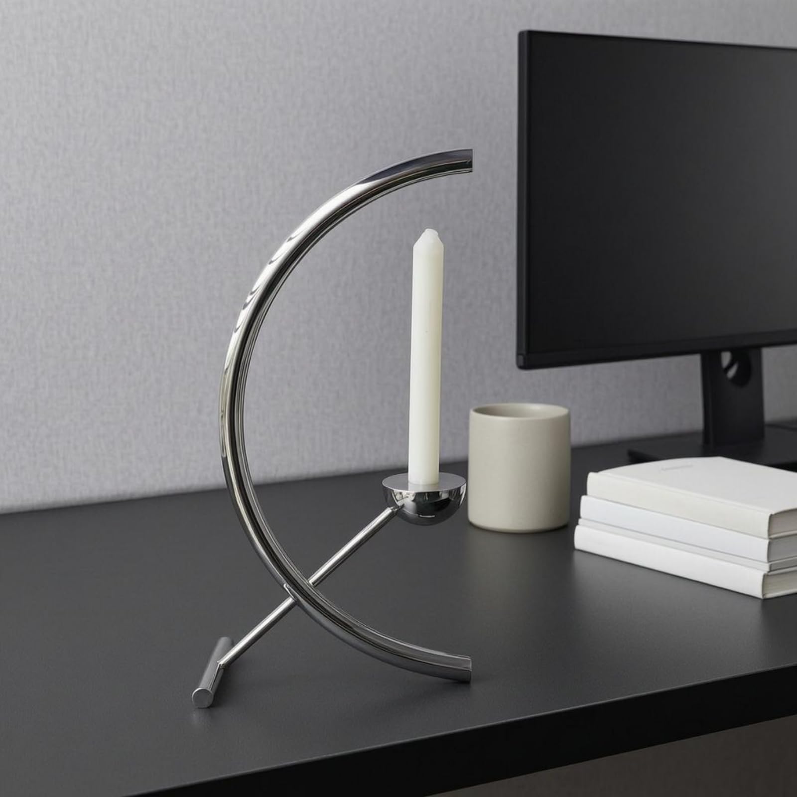 LOVIVER Kerzenständer Edelstahl Kerzenhalter Metall Minimalistische Skulptur Dekoration mit Gebogenem Rahmen Und Sicherem Stand für Tisch Regal Wohnambiente, Gold, 19 23 39cm