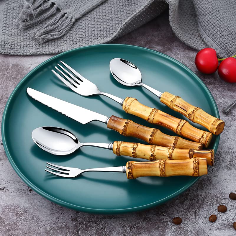 Ensemble de couverts en or pour 6 personnes au style vintage et naturel