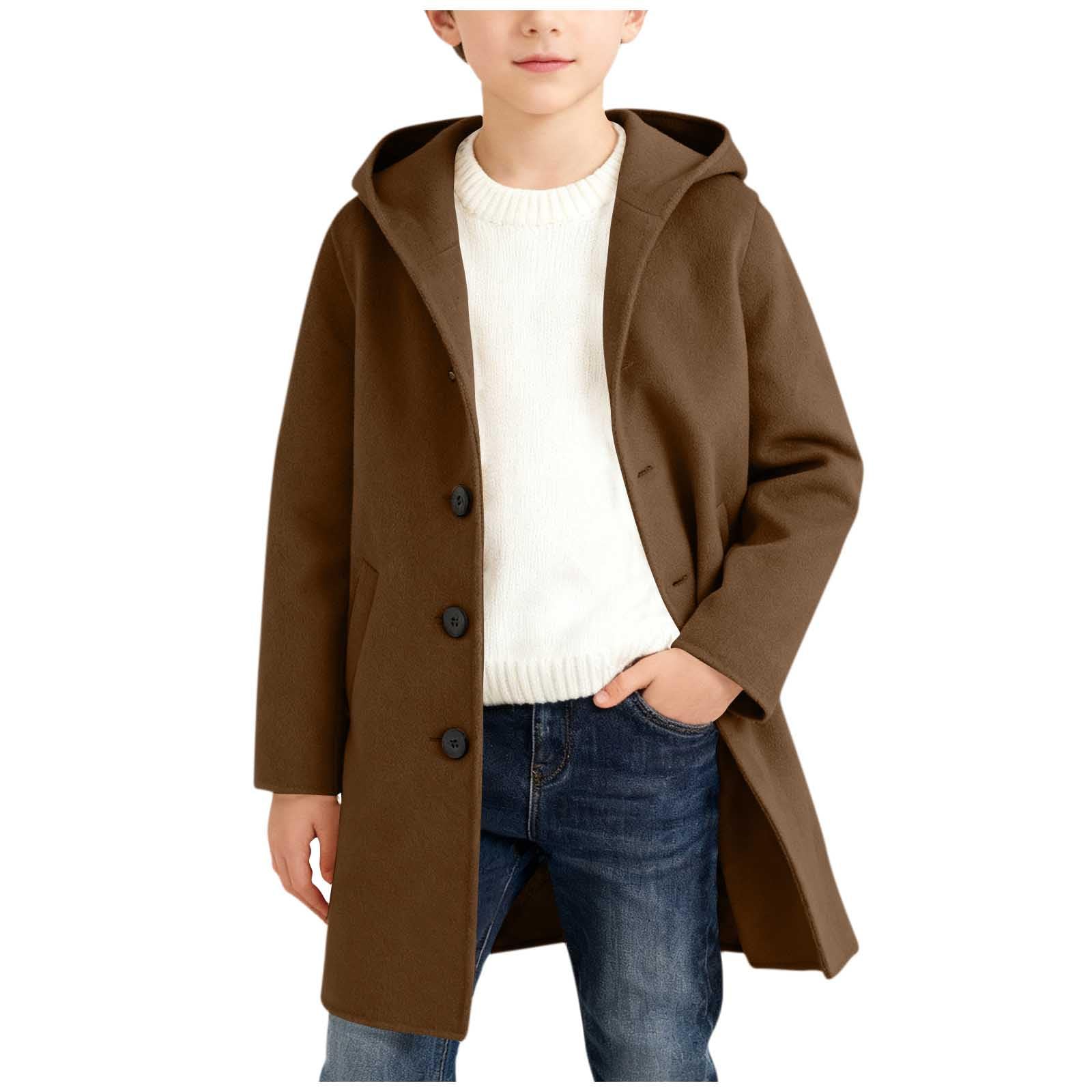 Generisch Abrigo de primavera y otoño, abrigo con capucha abotonado para niñas y niños, gabardina clásica estilo gabardina, ropa exterior para niños