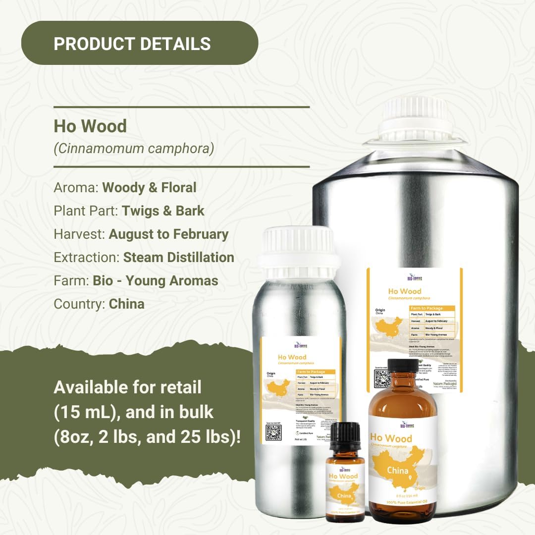 Ho Wood Essential Oil Direct from Malagassi - Ho Wood Essential Oil for Diffusers, Candle-Making, Soap-Making, Aromatherapy, for Skin and Hair (8oz)
