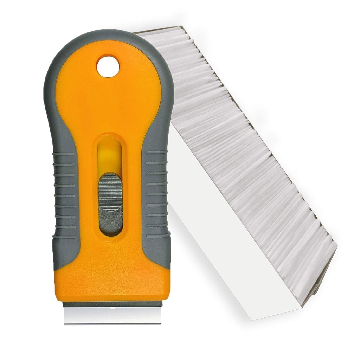 Vanly Trade.100pcs Single Edge Razor Blades with 1 Retractable Razor Scraper for Decal Sticker Glue Removal