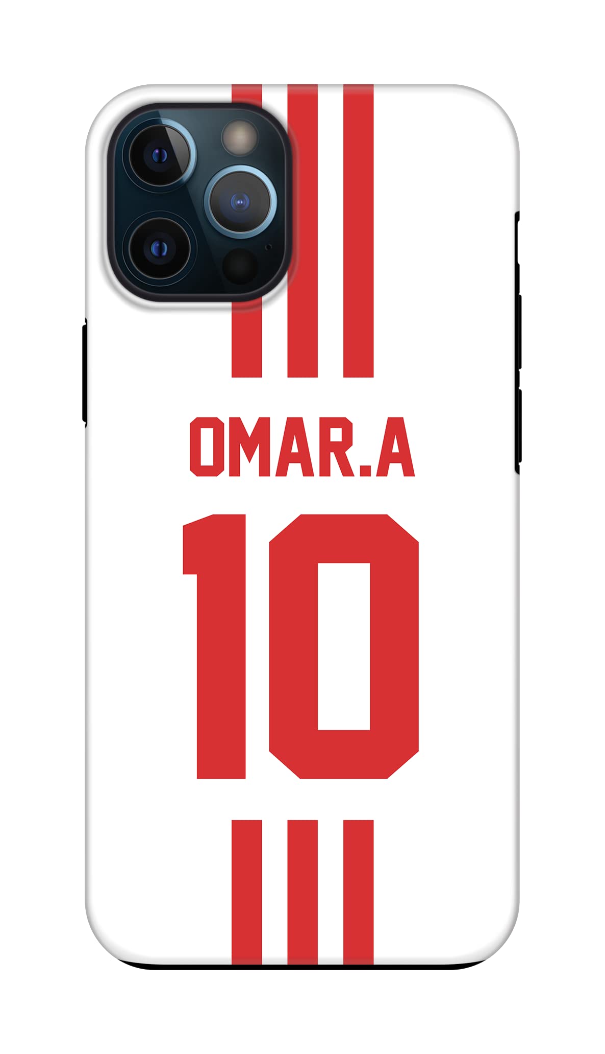 Stylizedd Tough Pro Series Case for Apple iPhone 12 Pro, Dual Layer hybrid PC + TPU Customized Mobile Cover Shield with inner TPU protection Matte Finish - Football Team - UAE, Player Name - Omar.A