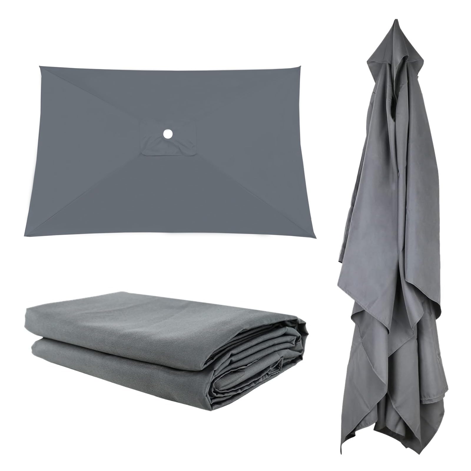 4pcs Outdoor Patio Umbrella Replacement Canopy, 2x2m 3x2m 3x3m Parasol Fabric Cover Umbrella Cloth, UV-Resistant, Washable, Square /Rectangle, For Market Table Deck Lawn Pool Garden(Greys,3X3m) โ image 1