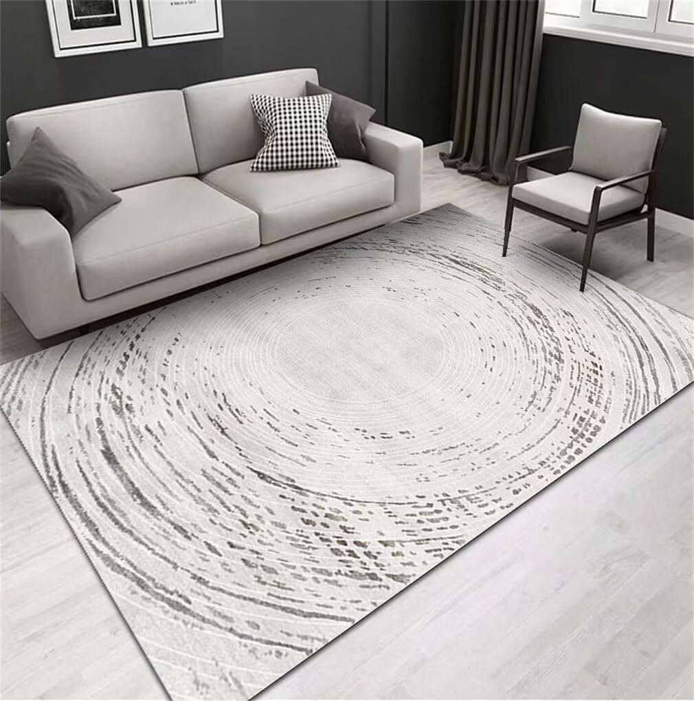 Tapis abstrait design simple gris 50x150cm avec motifs géométriques épurés