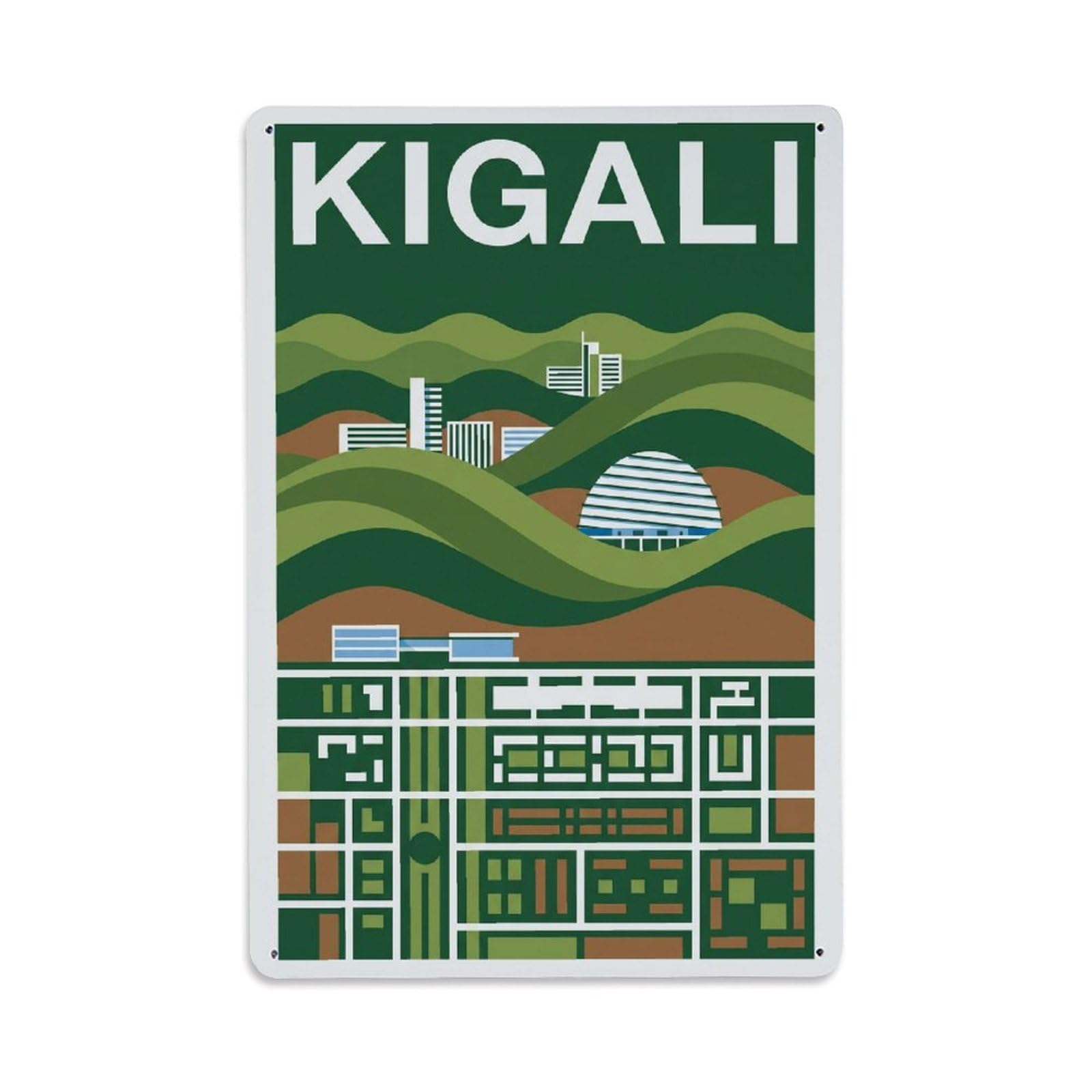 Travel Retro Rwanda Kigali Metal Tin Sign
