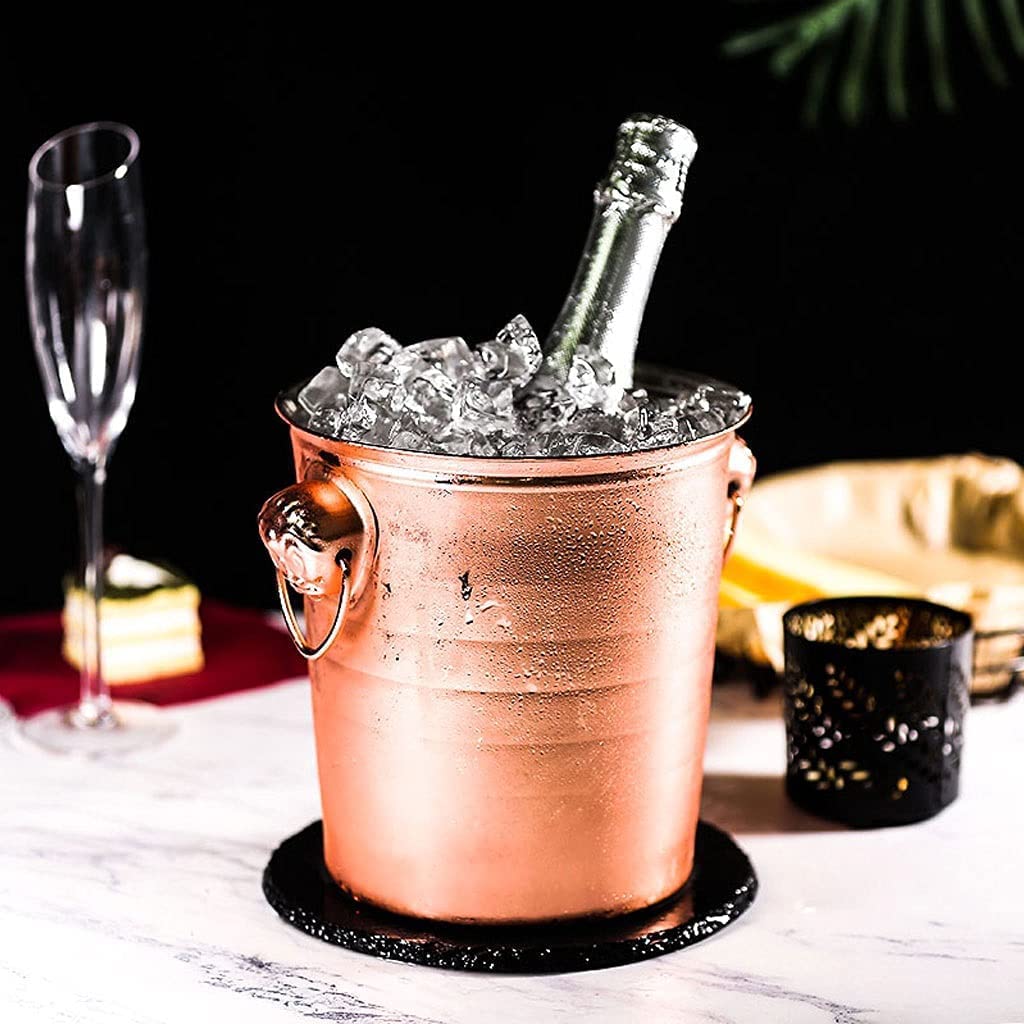 wiadro na lód, Wiaderko do lodu wina baru ze stali nierdzewnej szampana chłodzenia(Rose Gold,7L)