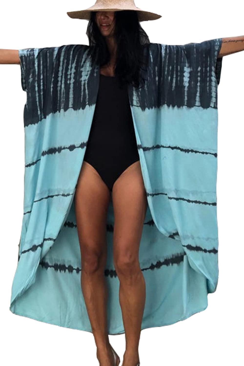 YouKD Traje de Baño de Kimono de Playa Bohemio de Kaftan Largo de Verano para Cubrir Vestido de Talla Grande para Mujer