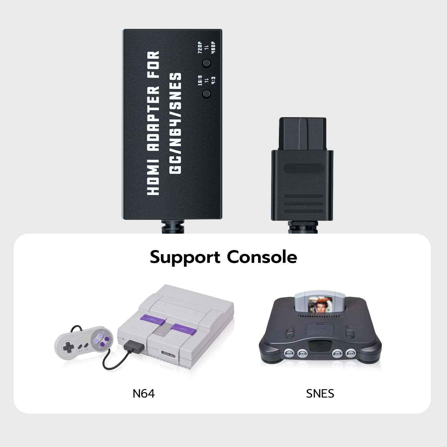 Mcbazel Konwerter N64 na HDMI dla konsoli N64/SNES. Kabel HDMI do HDTV obsługuje 480p/720p/stereo audio/współczynnik proporcji 16:9/4:3.
