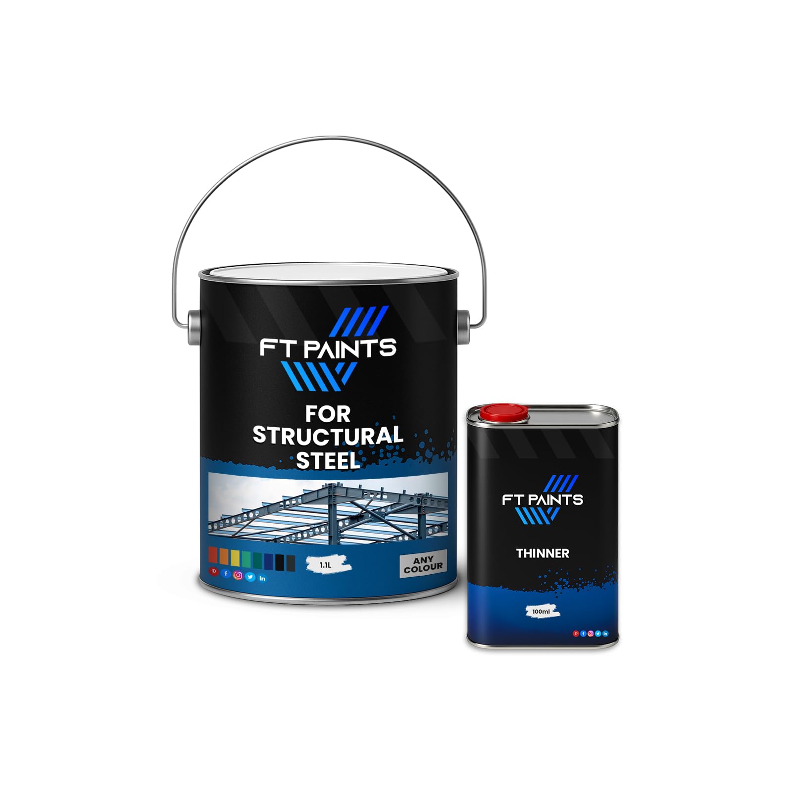 Fabiot. Ral 3020-Traffic Red Ft Paints 1.2 L Kit Topcoat Satin-Matt Paint For Structural Steel