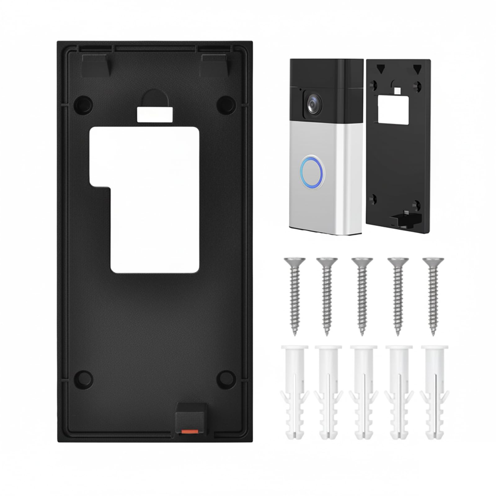 Ring Doorbell Mount No Drill for New Battery Video Doorbell(2024 Release), ReplacementDoorbell Bracket Backplate Kit, Ring Doorbell No Drill Mounts, RingDoorbell Adhesive Mounts and Spare Screws