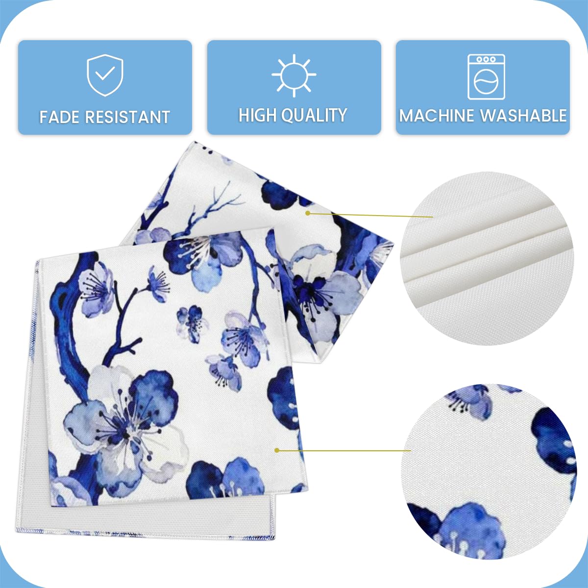 Camino de mesa lavable con flor de cerezo japonés, 183 cm de largo, decoración de mesa de comedor, mesa de café, comedor, boda, fiesta, vacaciones, 33 x 183 cm