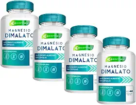4Un Magnesio Dimalato 100% Puro 500mg 480Cáps Importado Maxima Absorção Ecomev