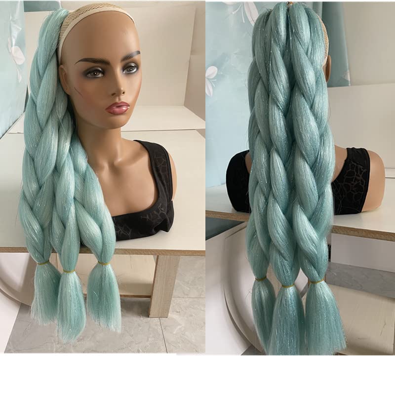 Miniatura 2 de Nuevo oropel brillante con purpurina con trenzas jumbo, color espuma de mar, 3 unidadeslote de 24 pulgadas, accesorio para rastas de cabello de
