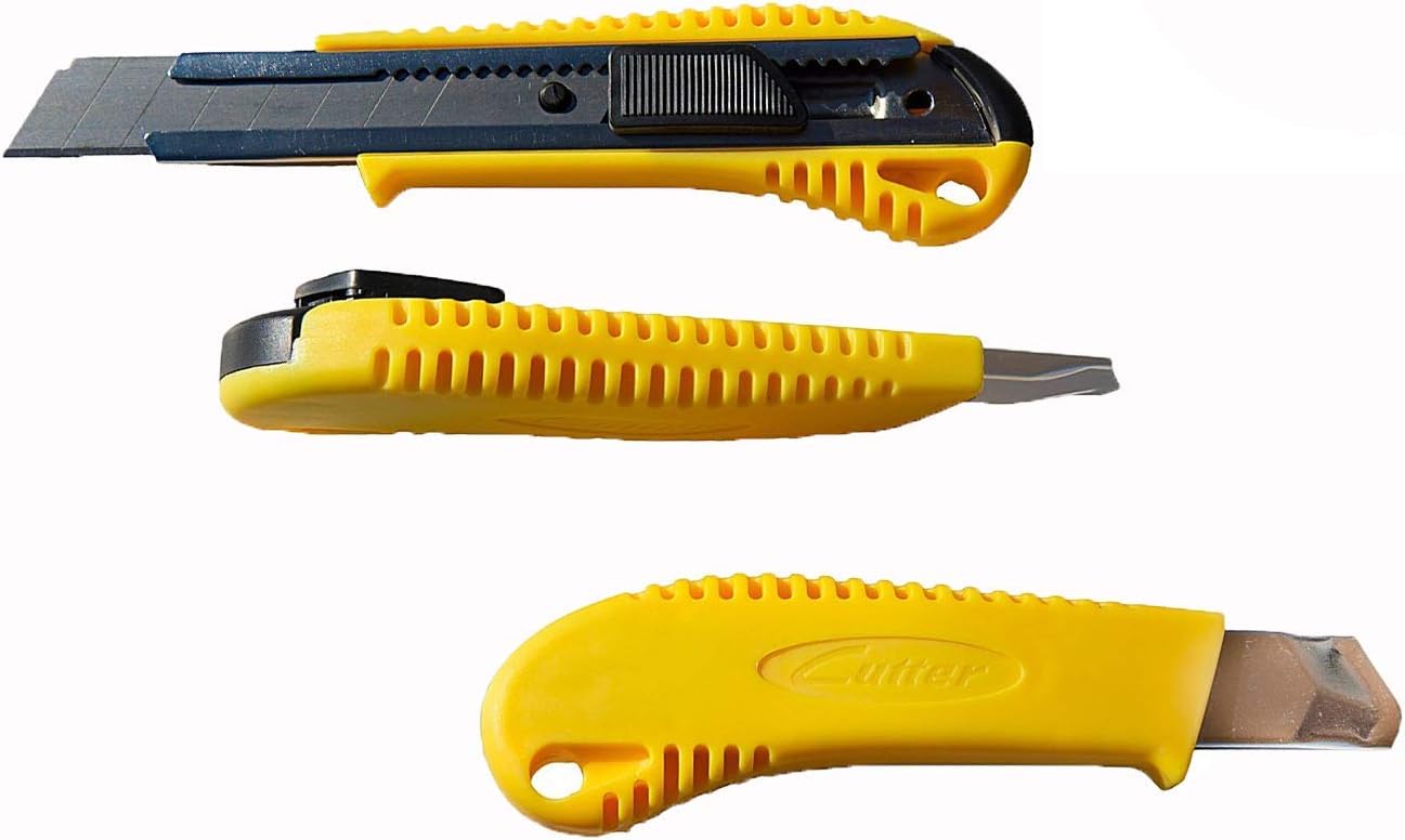 Box Cutter Utility Knife (3 PACK) - Premium Grade Strength - Retractable Snap Off Blades - Perfect Hobby Knife for Cutting Cardboard, Boxes, and More!