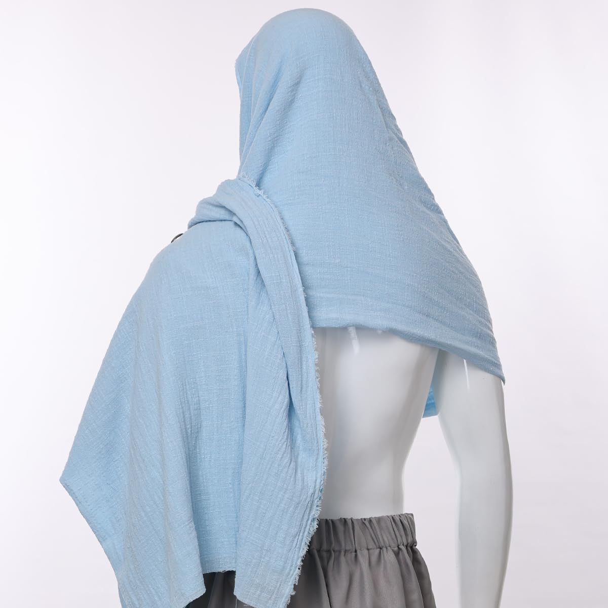 GRACEART Shawl Scarf Hood Sash Cowl Medieval Wizard Mage Costume Wrap Cloak With Brooch Pin, Sky Blue, 230cm X 130cm - Image 4