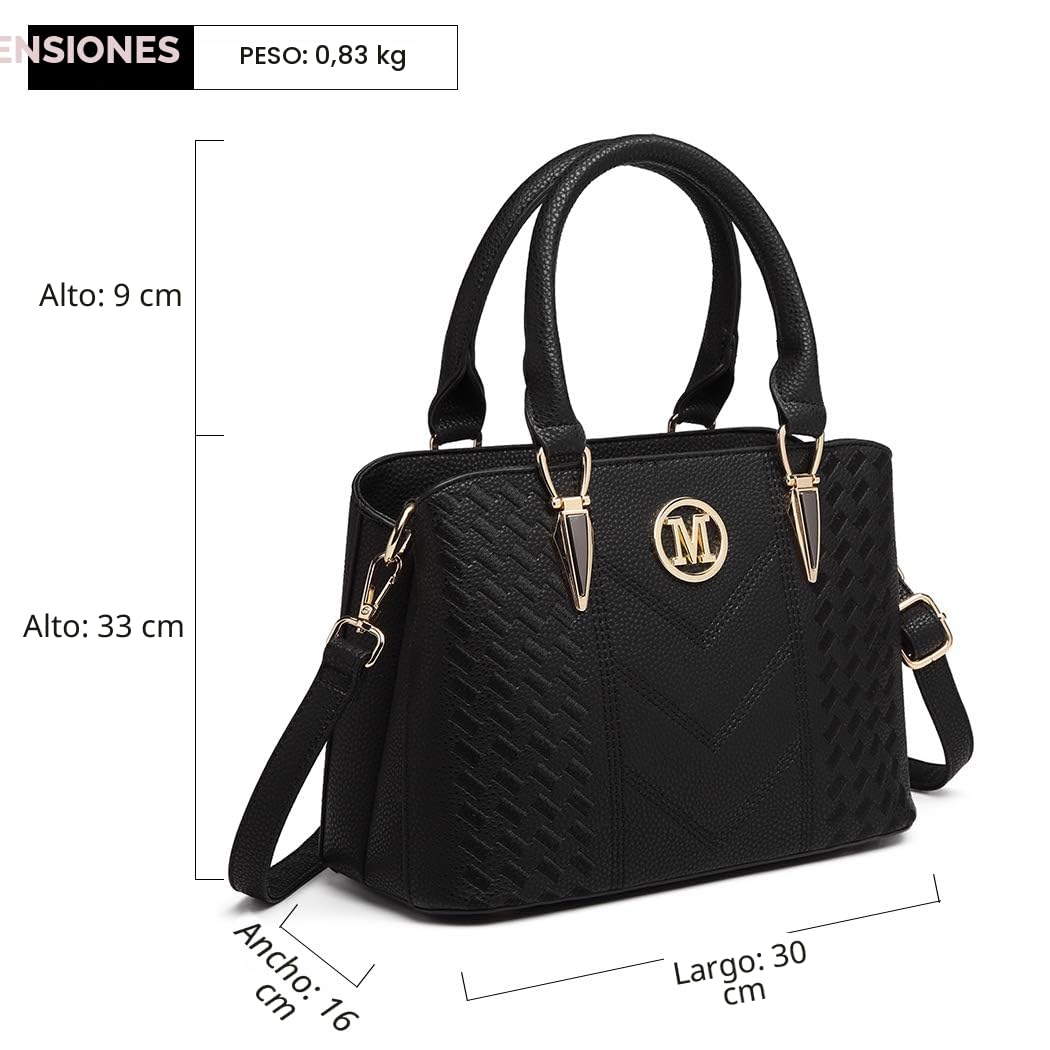 Miss Lulu Elegante Bolsos de Mujer en PU Cuero,Versátil Bolso de Mano y Bolsa de Hombro,Ideal para Trabajo,Escuela y Ocasiones Casuales