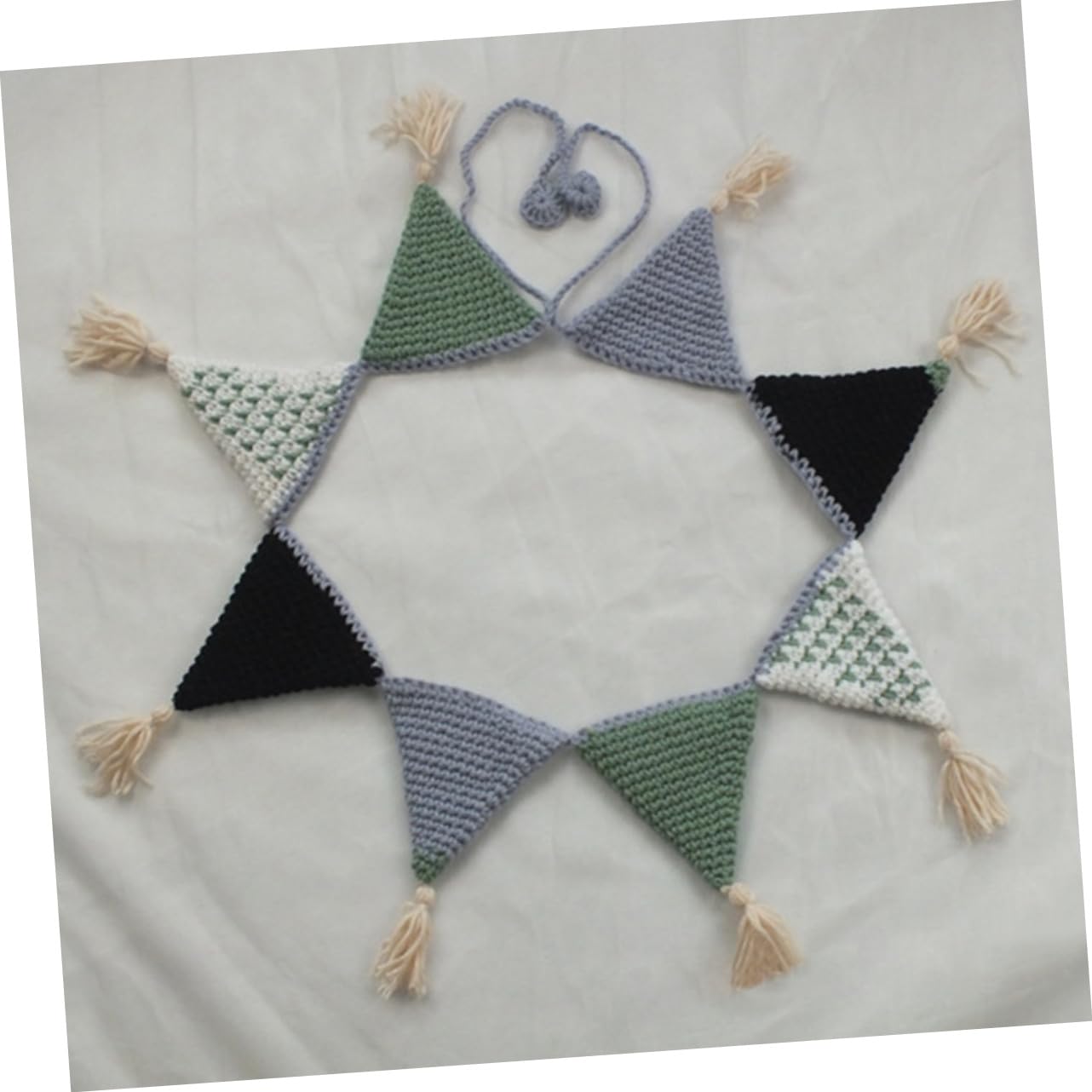 UPKOCH 2piezas Banderín De Triángulo De Algodón Mano Para Decoración De Cumpleaños y Shower Guirnalda Verde Para Habitaciones Infantiles