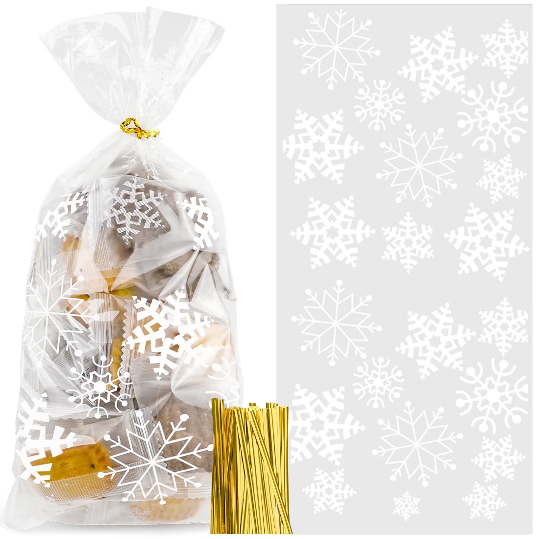 Dulces De Navidad 50 Uds. Bolsa De Dulc De Navidad, Bolsas De Regalo Para Galletas, Aperitivos, Bolsas De Embalaje Transparent De Plástico, Suministros De Decoración Para Fita De Navidad Bolsas De Navidad
