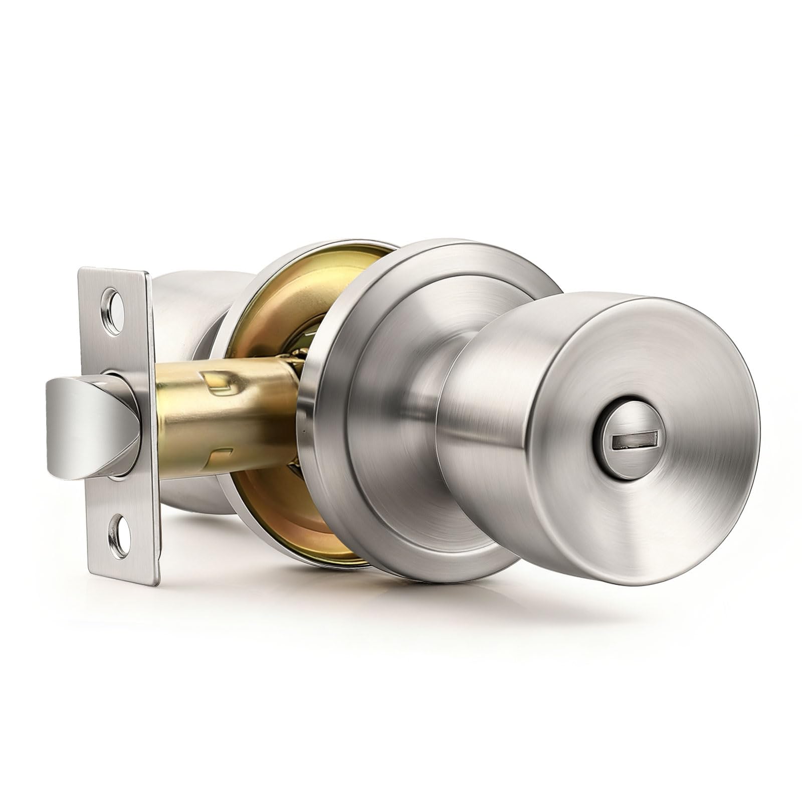 Brushed Nickel Door Knobs - 5 Pack Tulip Privacy Knobs -9