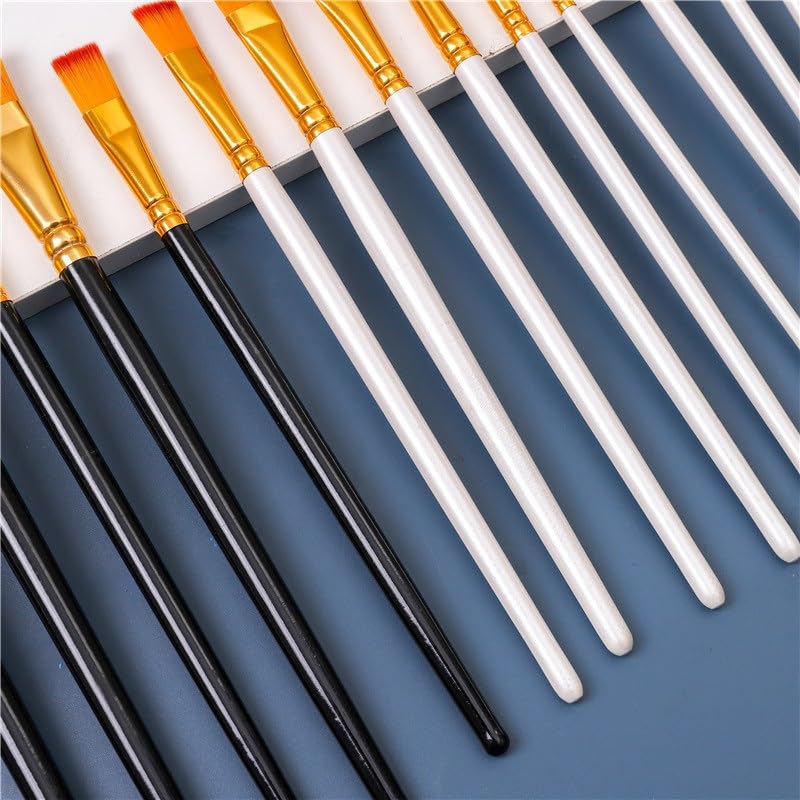 Ensemble De 15 Pinceaux en Bois Massif, Poils en Nylon, pour Artistes Et Étudiants en Peinture Acrylique.(D)