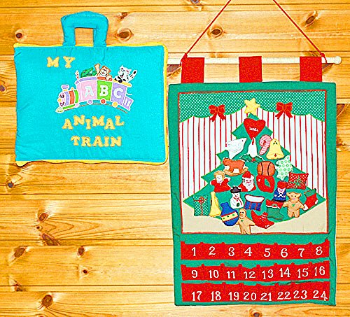 クリスマス 布のアドベント カレンダーNew!!壁掛けクリスマスツリー オーナメント24個付き&布絵本MY ABC ANIAL TRAIN メリークリスマスギフトセット