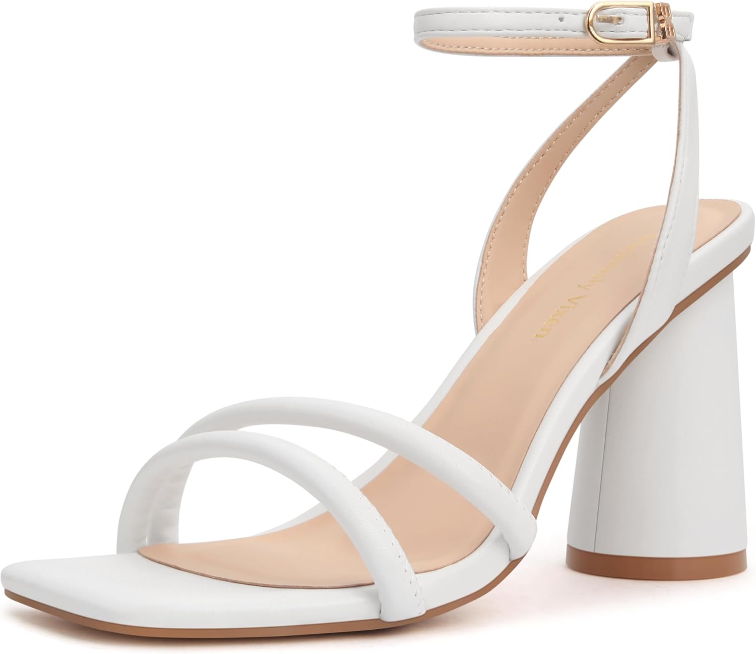 Women's Block High Heels Square Toe Heeled Sandals Ankle Strap Shoes