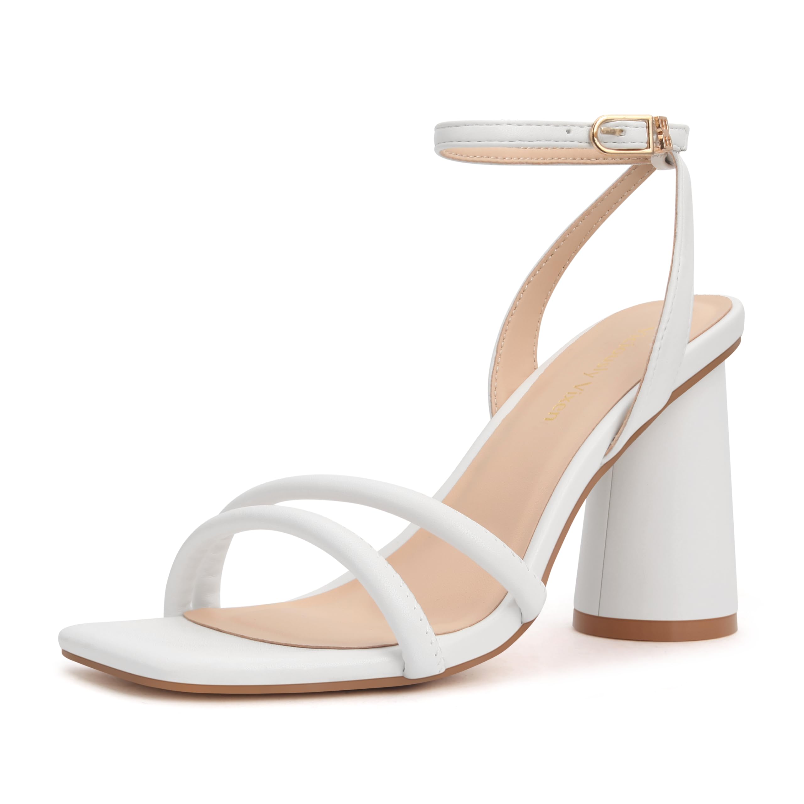 Women's Block High Heels Square Toe Heeled Sandals Ankle Strap Shoes