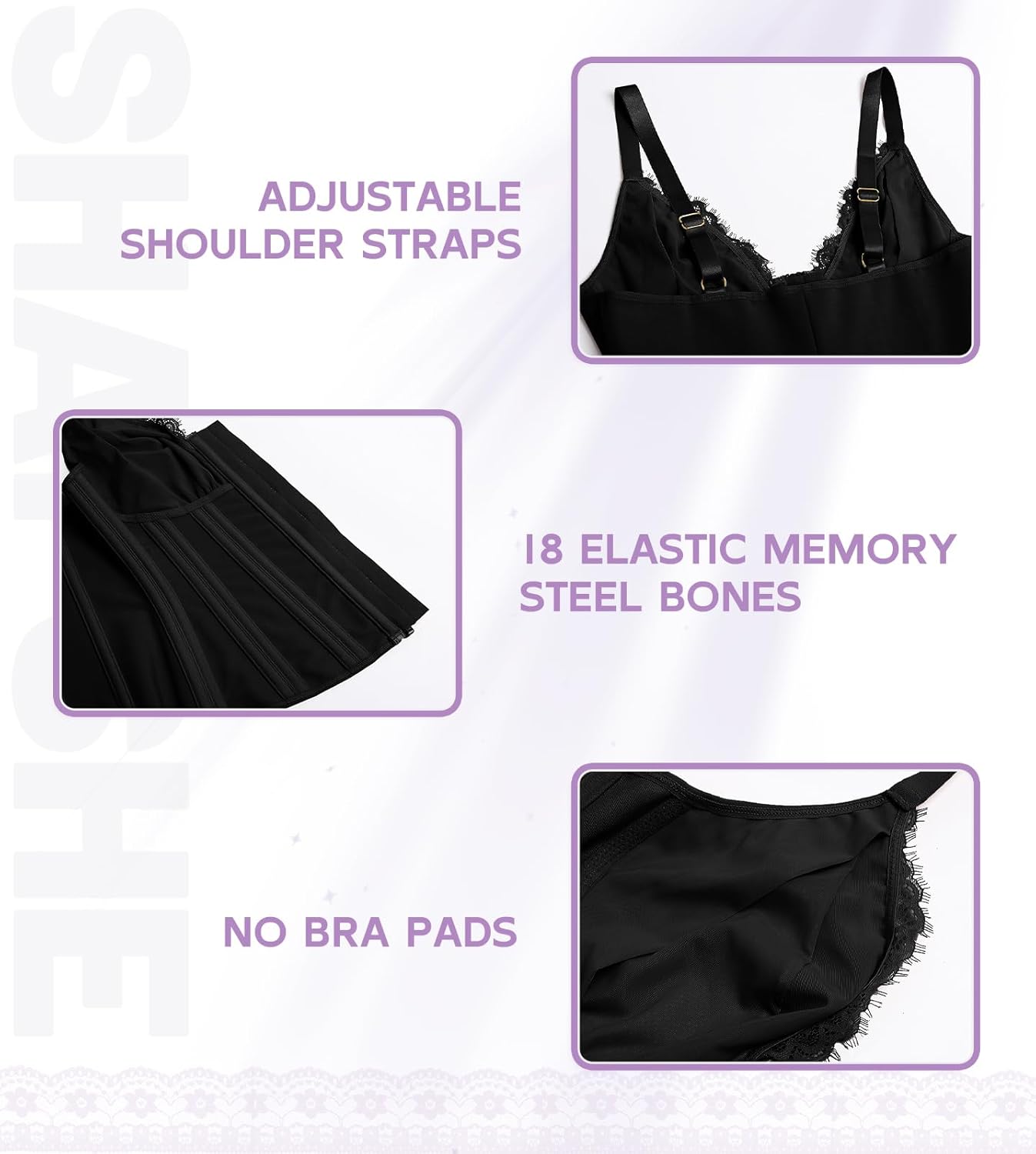 SHAPSHE Corset Waist Trainer For Women Tummy Control Bustier Lace Top Waist Corsets Shapewear Body Shaper with Bra - Image 5