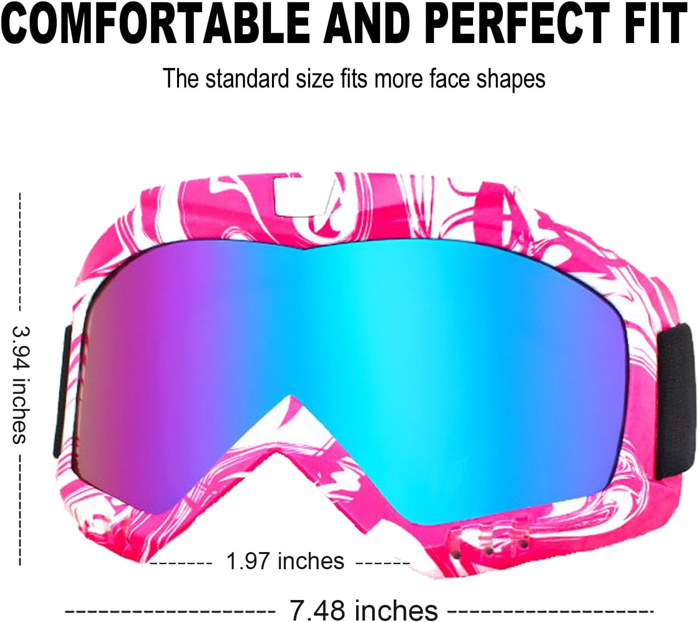 OTG Motorcycle Goggles with Balaclava ATV Dirt Bike Motocross Riding Goggles Racing Skiing Goggles for Women Girls - Image 2