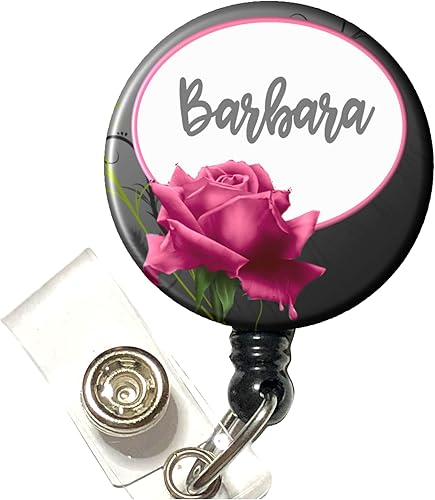 Rose Badge Reel Personalized Retractable ID Holder -Floral Nurse Gift Extends to 34 inches - You Fully Customize